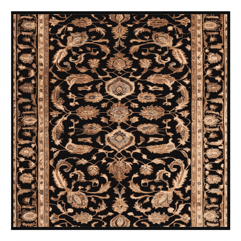 Machine Washable Persian Brown Area Rug, Square 8'