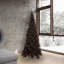 Slim Black Fir Artificial Christmas Tree with LED Orange Lights with Stand-2003263930