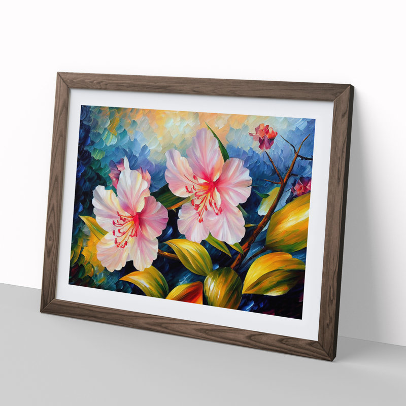 Rhododendron Flower Vol.2 Abstract - Single Picture Frame Print, 25cm H x 34cm W x 2cm D, Walnut Framed