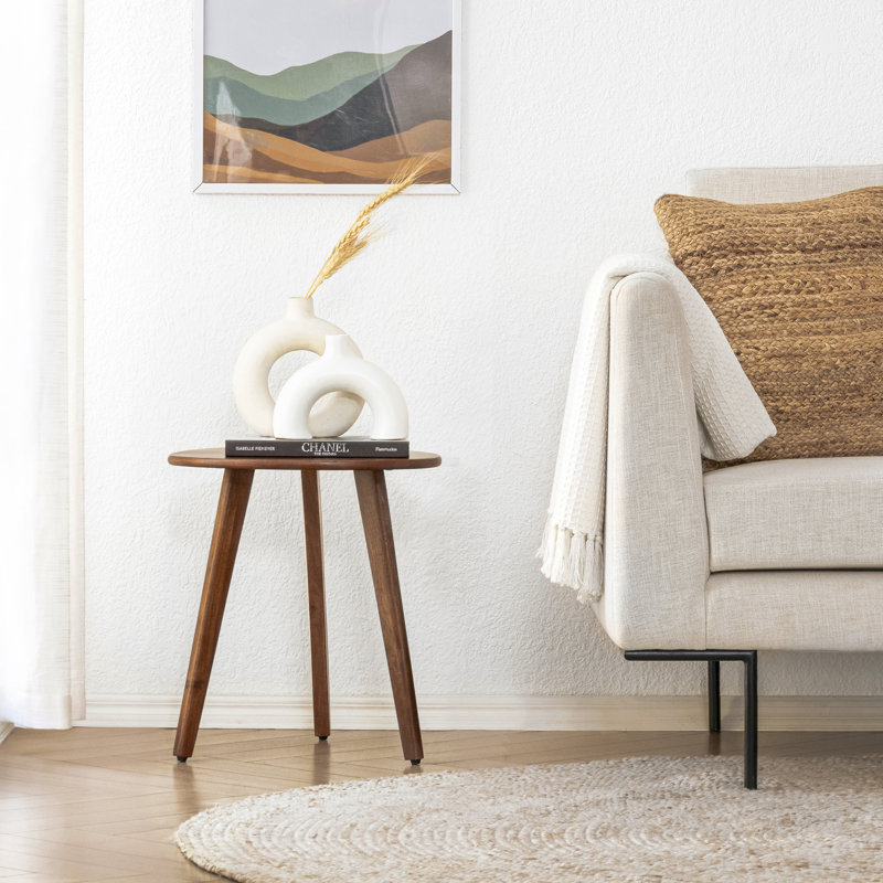 Alea Solid Wood Side Table, Walnut