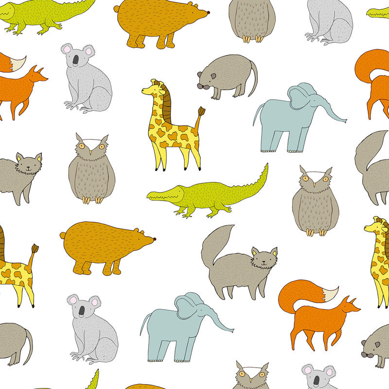 Panneau de papier peint adhésif et adhésif à bébé amovible animaux Viers, L 48 po x l 24 po