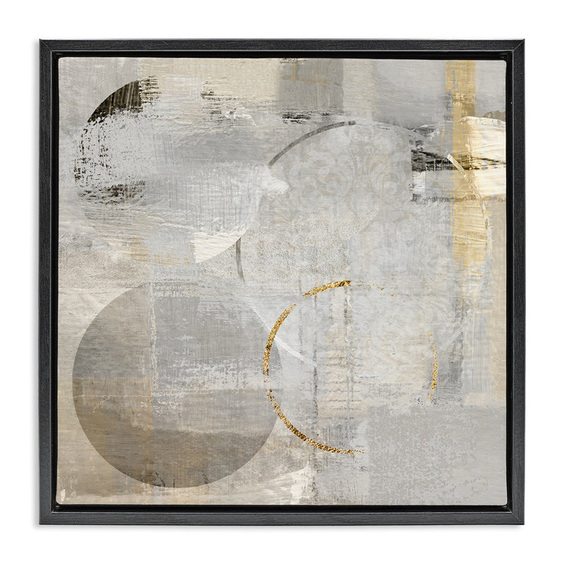 Cercles superposés modernes, Cadre flottant noir de jais, H 18 po x l 18 po