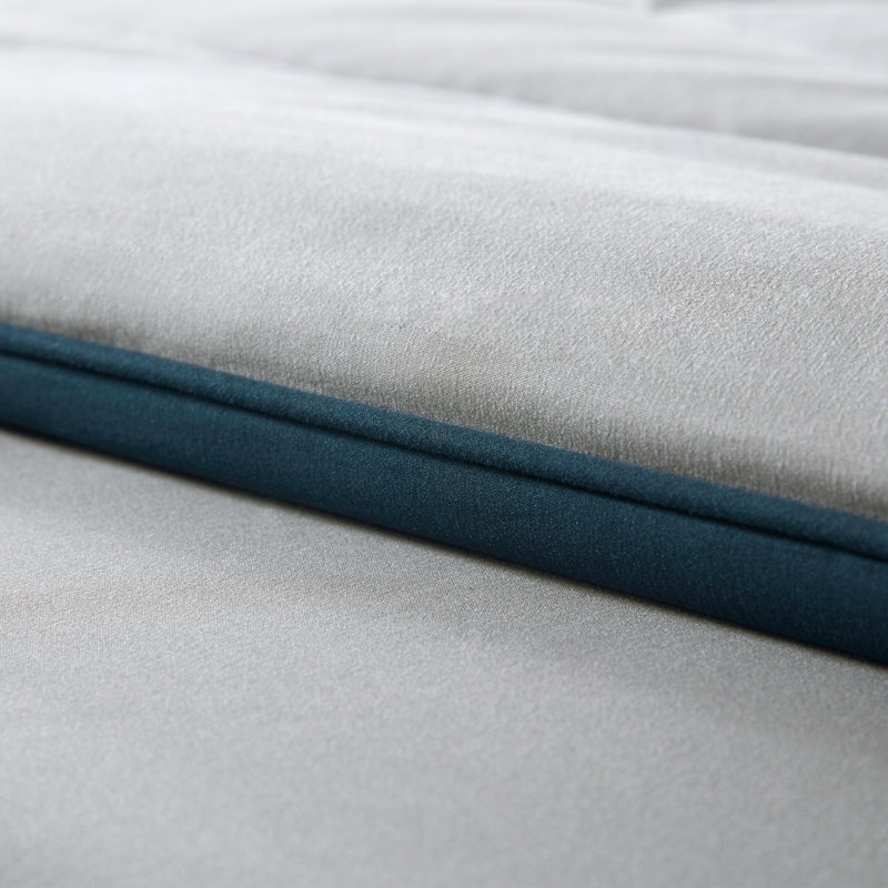 Box Stitch Comforter, Twin Comforter, Teal/Silver Gray
