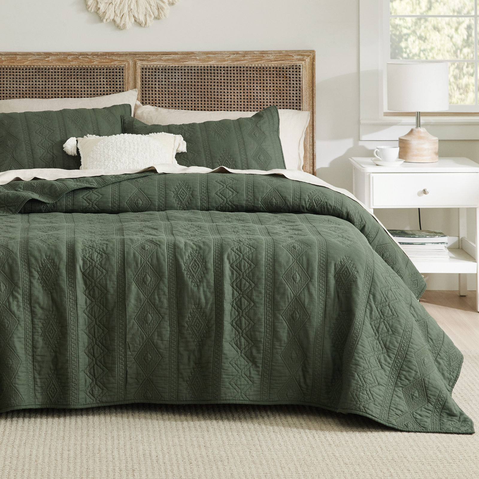 Alberta Cotton Coverlet Set, Beetle, King Quilt + 2 Shams