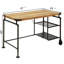 Bureau 47 po, roulette industrielle, métal noir, bois brun