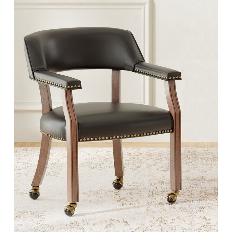 Chaise avec accoudoirs avec roulettes Amaiah, Noir
