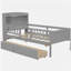 Structure de lit double en bois avec lumières à DEL intégrées, tête de lit multifonctionnelle, garde-corps et 2 tiroirs