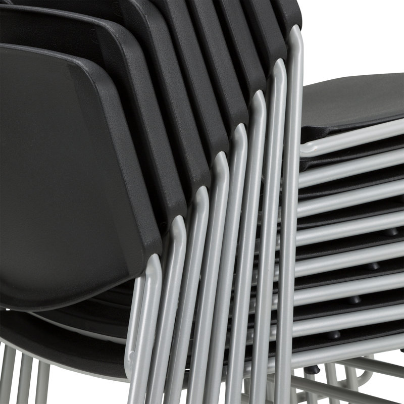 Chaise empilable en plastique robuste avec dossier profilé, Noir, Brume argentée