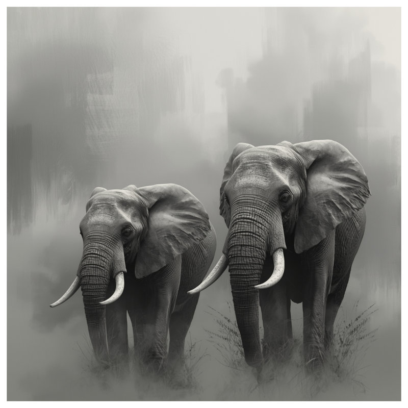 Two African Elephants Bedding Elephants Bedspread Animals, Queen