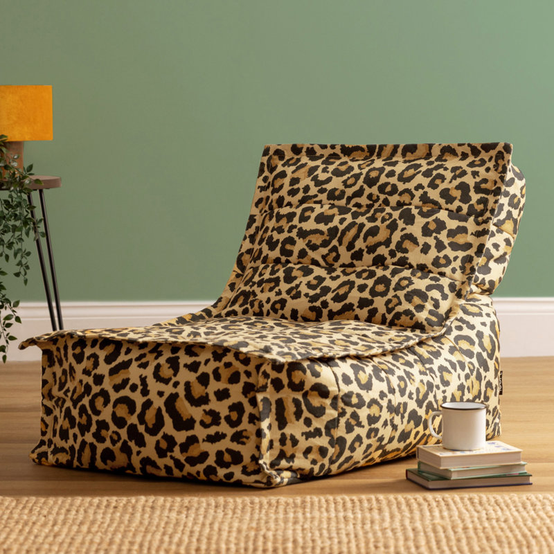 Bean Bag Bazaar Dolce Leopard Print Woven Scandi Lounger Bean Bag