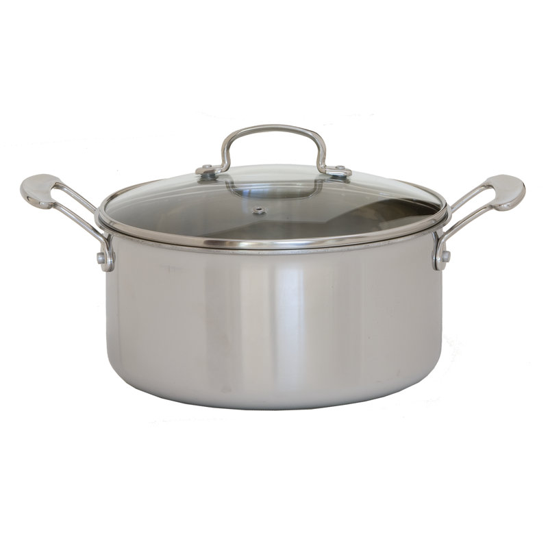 7-Piece Stainless Steel Tri-Ply Cookware Set with Glass Lids
