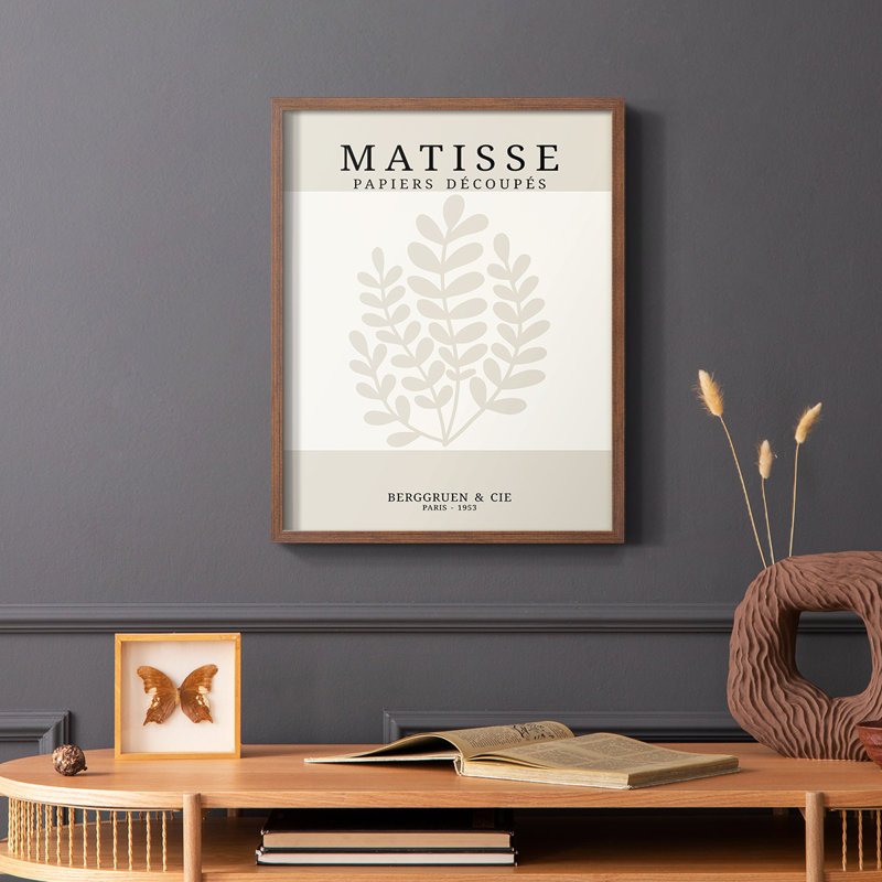 Matisse CDXVI, reproduction encadrée - bois massif, Cadre photo brun simple, H 14 po x l 11 po