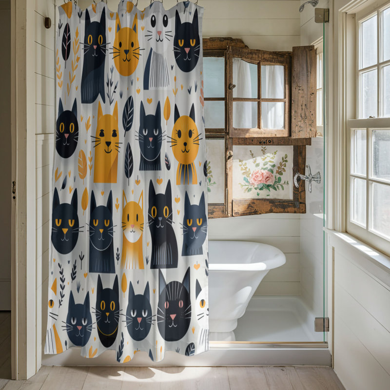 Rideaux de douche Ghoulish Kitties - Premium, H 74 po x l 71 po