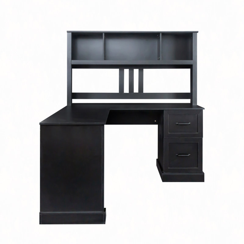 Bureau d'ordinateur à domicile avec huche, Noir