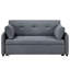 Lit convertible de 69 po de largeur, lin gris, ports, prises de courant, oreillers, poches de rangement pour le canapé-lit, tissu en lin, 2 coussins