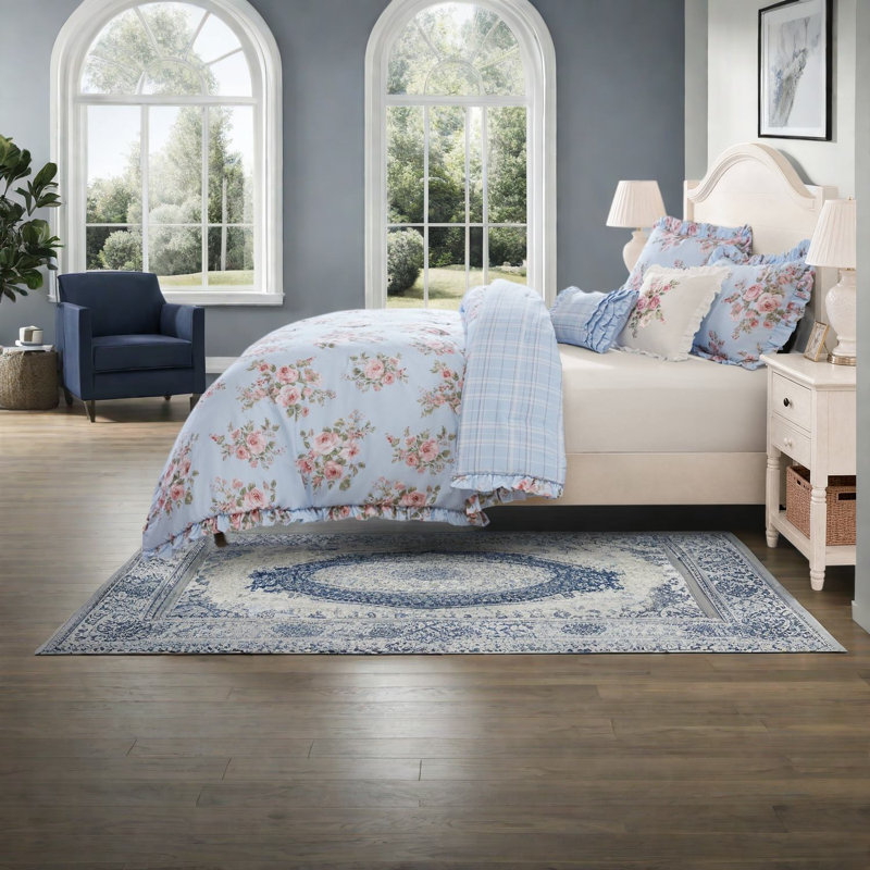 Checkered and Floral Comforter Set