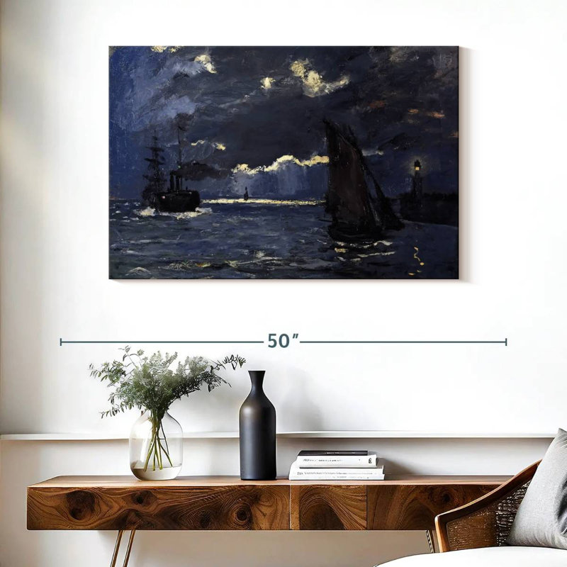 Mehar Un paysage marin expédié au clair de lune, H 26 po x l 39 po