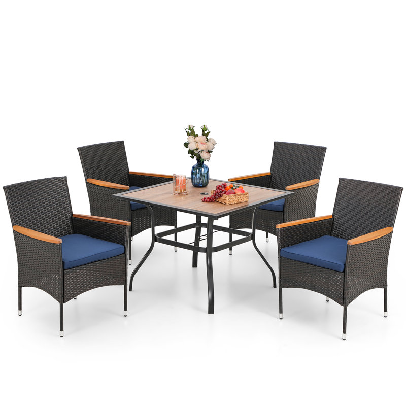 Ensemble de salle à manger longue pour 4 personnes 37 "avec coussins Alyah