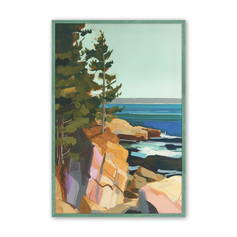 «Seacliff Whispers V1», impression encadrée sur papier par Azure Artisanal Studio, Citronnelle