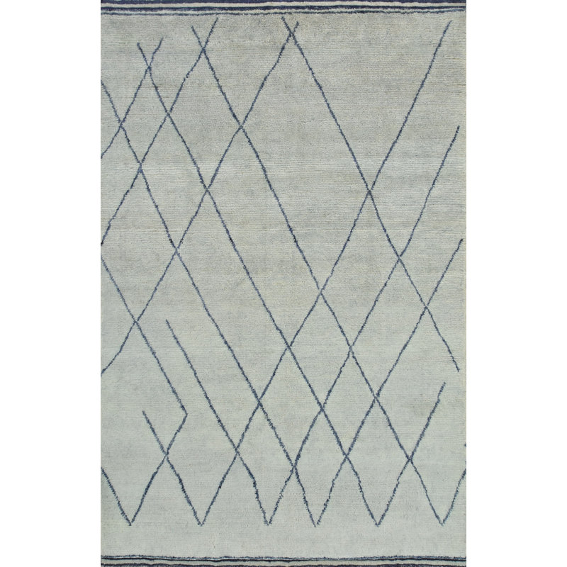 Tapis marocain en laine noué à la main bleu