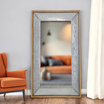 H 84 po x l 43 po SG21A009 - Miroir de plancher en métal et bois galvanisé