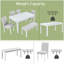 Ensemble de table de salle à manger rectangulaire 6 personnes avec garniture en cristal gris et blanc classique