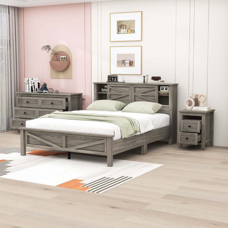 Berty Piece Bedroom Set, Queen, Antique Gray