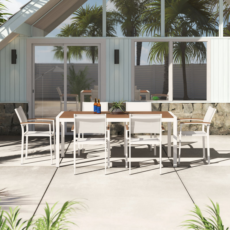 Ensemble de salle à manger de patio moderne pour 6 personnes Aynura