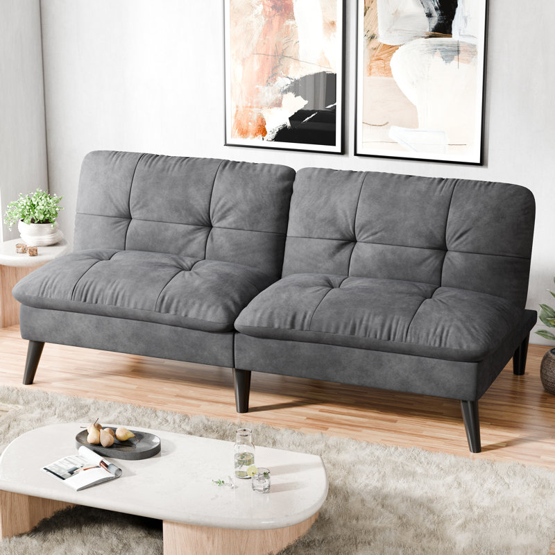 62.2'' Convertible Futon Sofa Bed, Gray