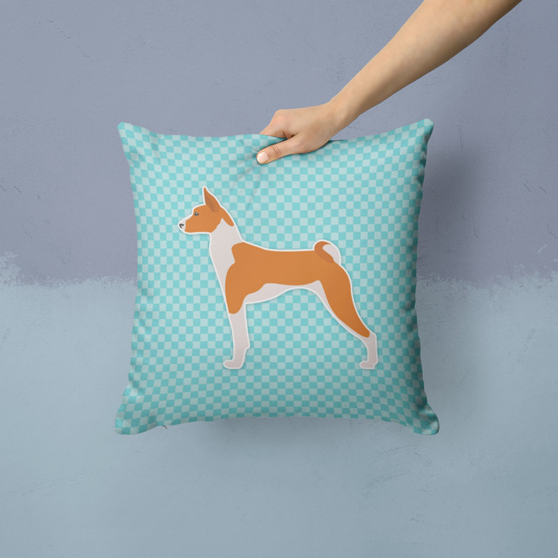 Basenji Basenji Indoor/Outdoor Throw Pillow, 14" H x 14" W x 3" D, Blue