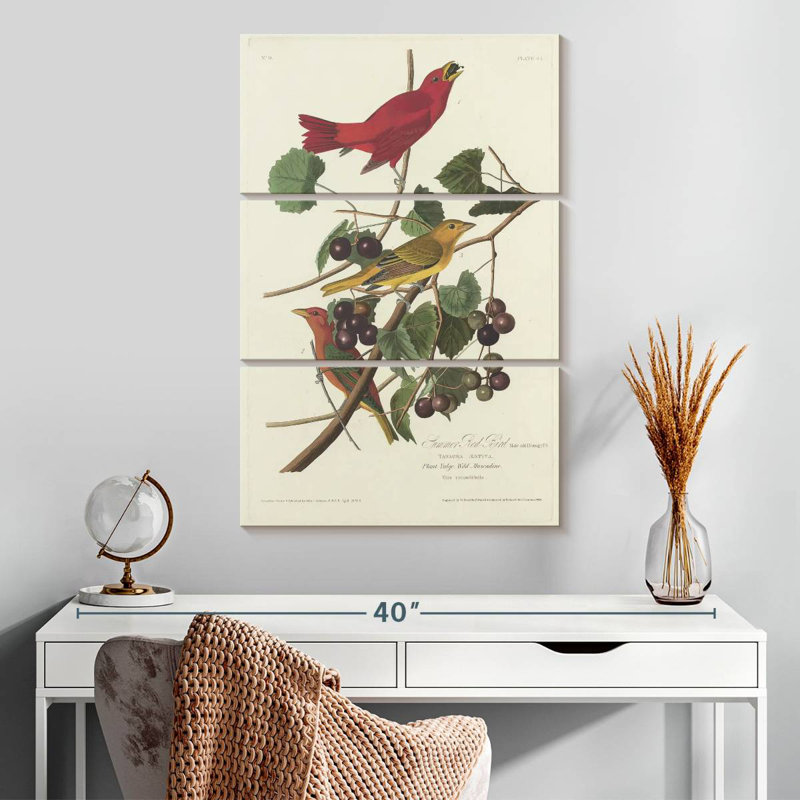 Oiseau rouge Brampt, H 32 po x l 20 po
