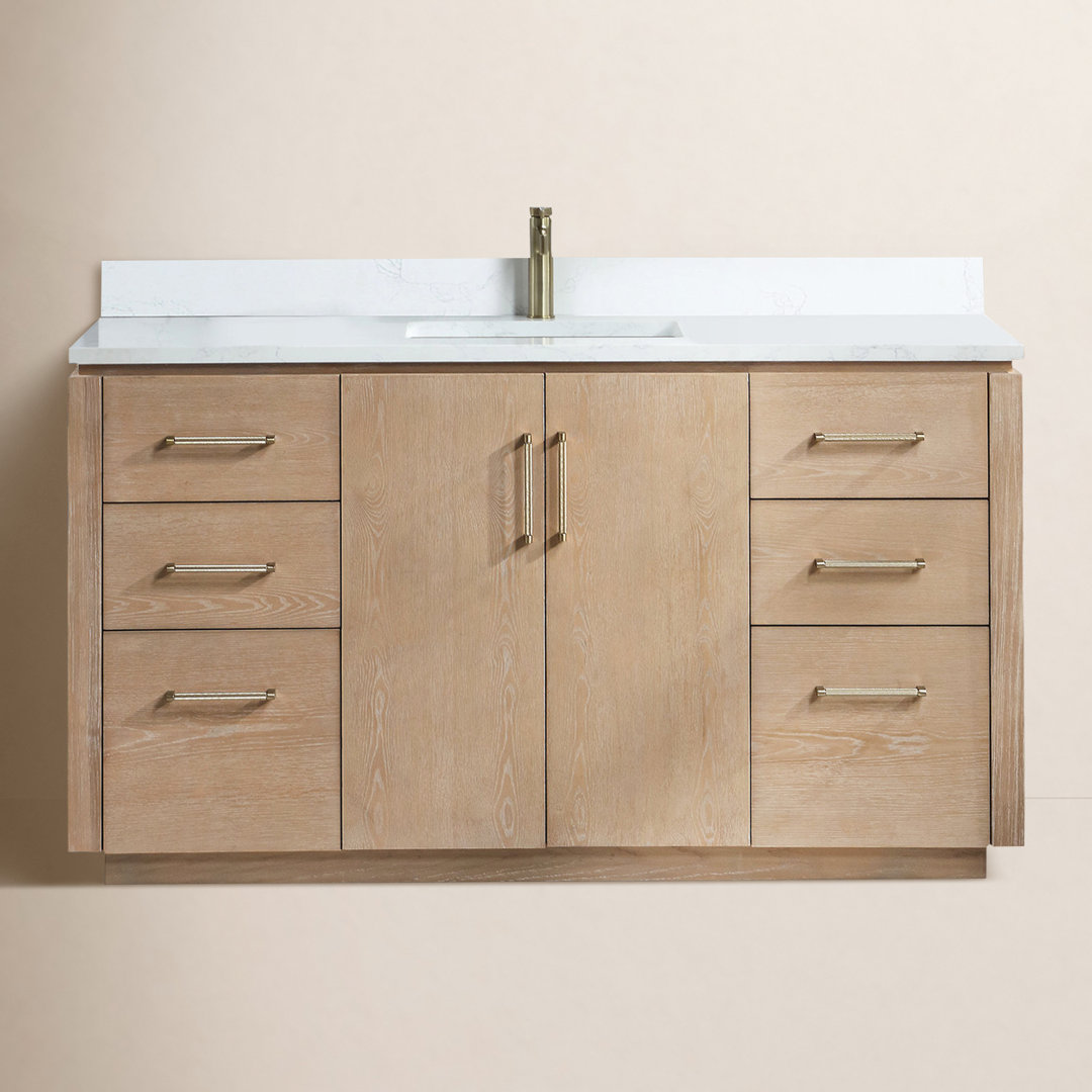 Cloverfield 60'' Single Bathroom Vanity with Cultured Marble Top Joss & Main Hardware