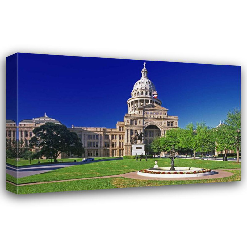 Flaherty, Dennis Gallery Wrapped Canvas Art: Texas, Austin View of the state capital building, 32" H x 48" W