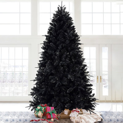 Arbre pré-éclairé noir de 5 pi avec 250 panneaux blancs, 1076 pointes pe +, décorations de Noël et d'hiver