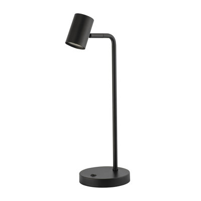 Modern LED Spot Matt Black Metal Desk Lamp With Base Switch And Adjustable Head By