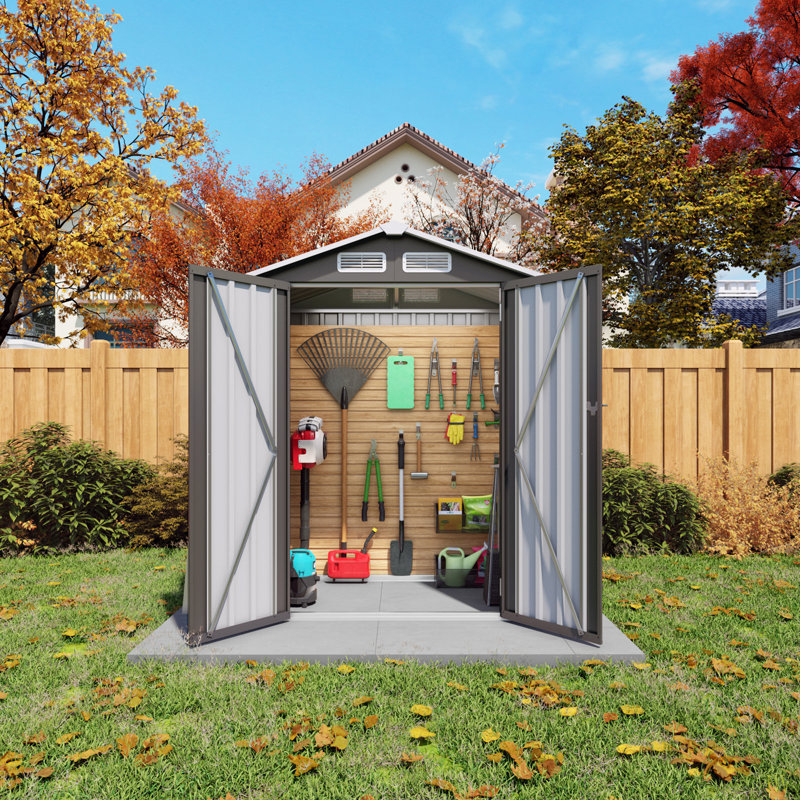 5X3 FT Metal Outdoor Storage Shed, Tool Shed With Peaked Roof Waterproof, Lockable Door Compact Metal Tool Shed For Garden, Backyard, Patio, Sundries And Bike Storage