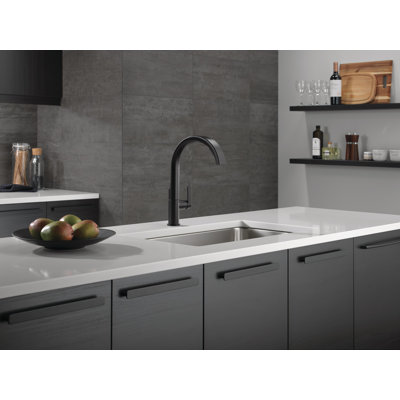 Robinet de cuisine noir mat Keele avec douchette rétractable, robinet d'évier de cuisine monotrou moderne, poignée simple, noir mat
