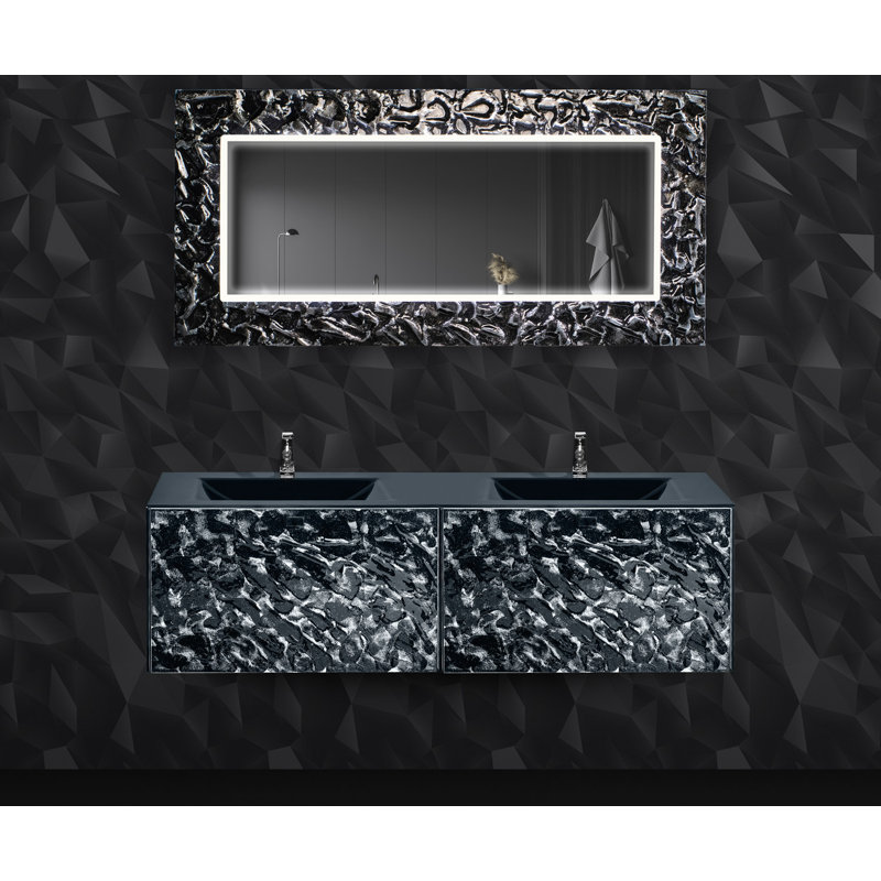 Andrena 63'' W Double Vanity, White, White