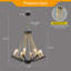 Lustre rustique industriel en fer noir et doré de style campagnard pour salle à manger-122425736