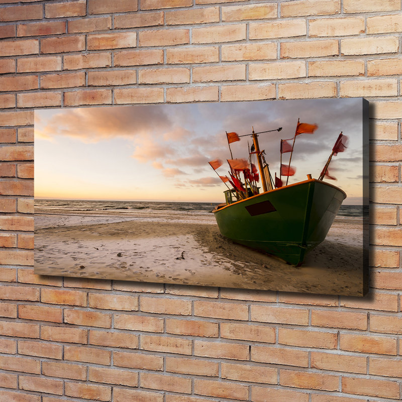Fishing Boat Beach - Wrapped Canvas Print