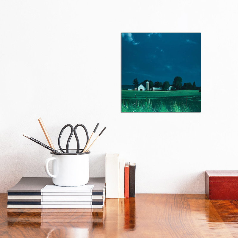 Moonlit Scene At Cushing by Ben Bauer - Wrapped Canvas Painting, 30.48 cm H x 30.48 cm W