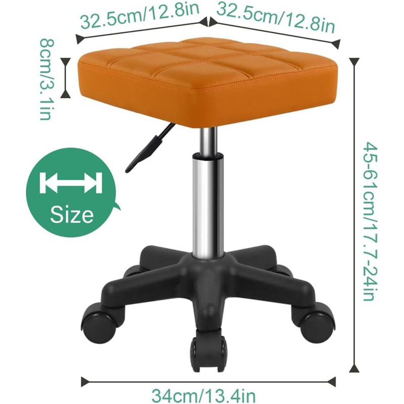 Square Rotating Stool With Wheels, Brown