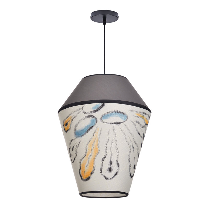 Luminaire suspendu conique 1 lumière avec motif, H 16,53 po x l 11,81 po x P 11,81 po