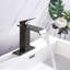 Robinet de salle de bain élégant - bec cascade, poignée simple, noir mat, finition de meuble-lavabo à température réglable noir-124827855