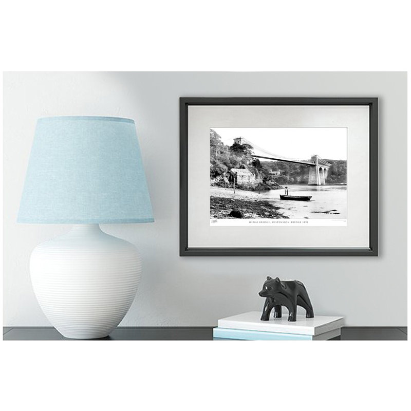 Menai Bridge, Suspension Bridge 1891 - Single Picture Frame Print, 45cm H x 60cm W x 2.3cm D
