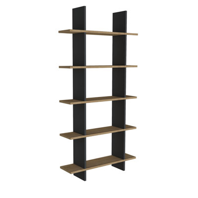 Bibliothèque industrielle moderne, finition saphir et anthracite, 31,5 po x 63,0 po x 7,7 po | 100% panneau de particules enduit de mélamine, épaisseur: 0,7 pouce | Nombreuses tablettes, solution de rangement murale, élégante et fonctionnelle
