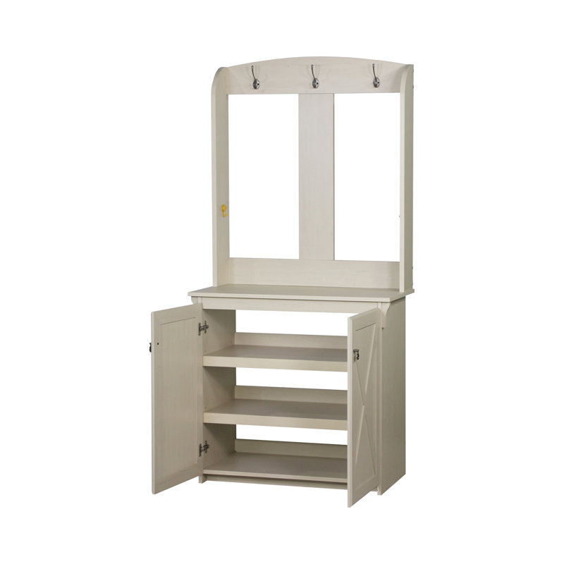 Sapana Hall Tree 32.5'' Wide with Shoe Storage, Beige