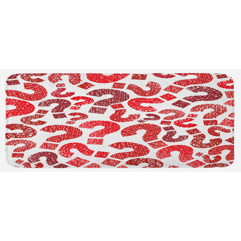 Tapis de cuisine à motif contemporain à motif d’interrogation à motif créatif vermillon