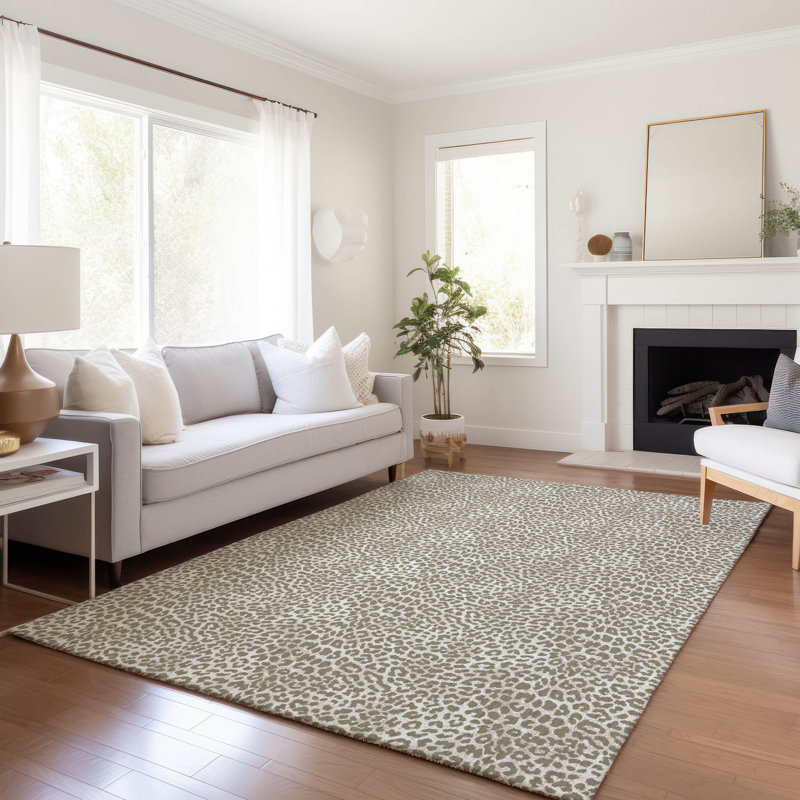 Tapis taupe Kishonna AMF43 lavable à la machine de qualité supérieure, Rectangle 3' x 5'