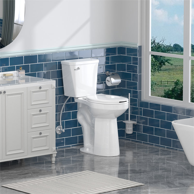 21＂extra Tall Toilet With Elongated Seat, Two-piece Toilet With Powerful Flush, Map1000g